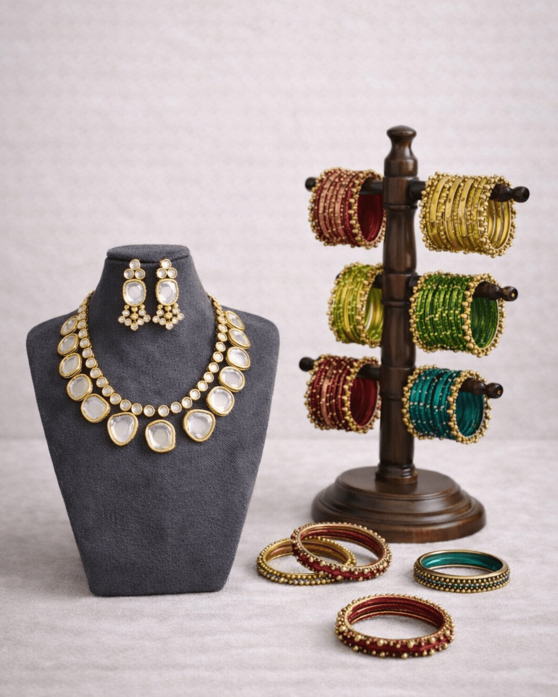 Lacquered Wooden Bangles Set